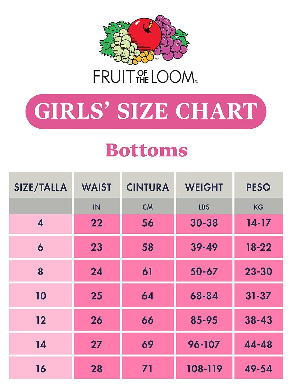 Fruit of The Loom Ropa Interior Hipster de algodón Ropa Interior a la Cadera para Niñas