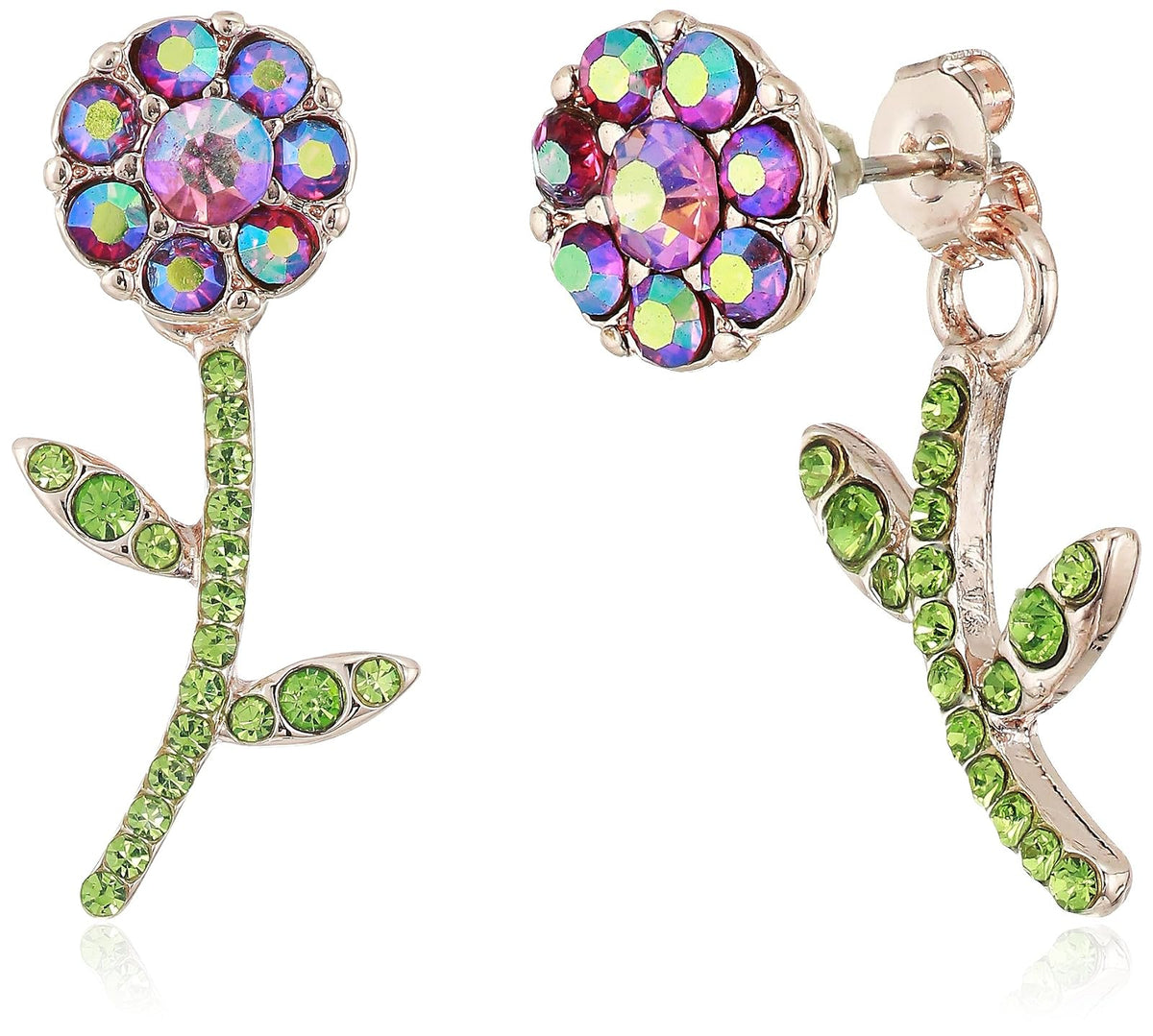 Betsey Johnson Pendientes de flor en la parte delantera y trasera