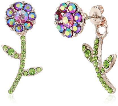 Betsey Johnson Pendientes de flor en la parte delantera y trasera