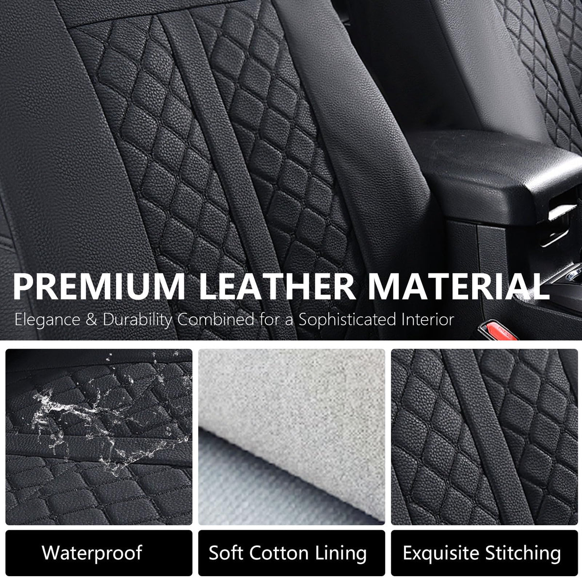 Truckiipa Tacoma - Juego Completo de Fundas de Asiento Impermeables de Piel para Toyota Tacoma 2005-2015, Juego Completo, Negro