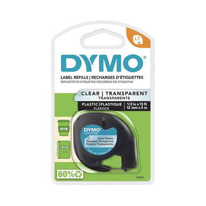 Dymo LT Cinta de Etiquetas de Tela Planchable 12 mm x 2 m, Blanco - Plastic - 1-roll pack - Black Print on Clear