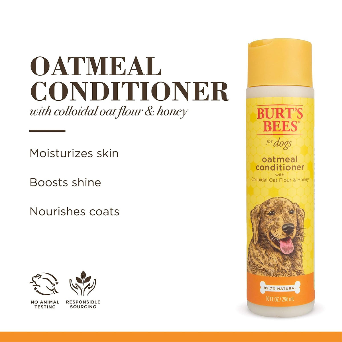 Burt's Bees for Dogs Acondicionador natural de avena con harina de avena coloidal y miel | Champú para cachorros y perros, 10 oz