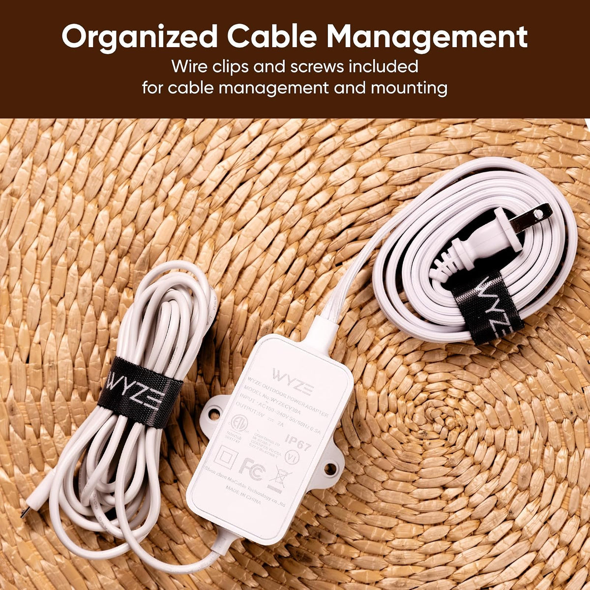 WYZE - Adaptador de Corriente para Exteriores, Compatible Con CAM v3/Pro/v4, OG, Pan v3 y Battery CAM Pro (Adaptador Micro USB en Forma de L Incluido)