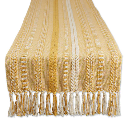 DII Farmhouse Camino de Mesa Trenzado a Rayas - 15x108" - Miel Gold
