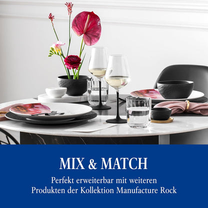 Villeroy & Boch Manufacture Rock - Juego de 4 vinos blancos, vidrio de tallo negro, apto para lavaplatos