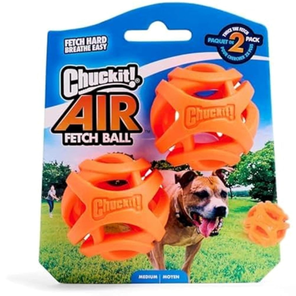 Chuckit! Breathe Right Fetch Pelotas para Perro - Medium, 2 pack - 2