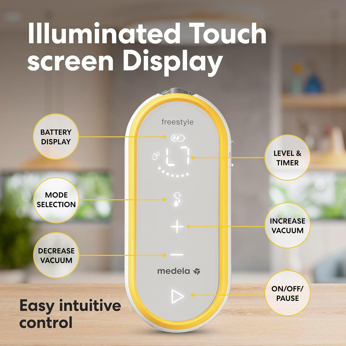 Medela Freestyle | Extractor de Leche Manos Libres | Eléctrico y Doble | Portátil y Discreto Bajo la Ropa | Carga USB | Amarillo