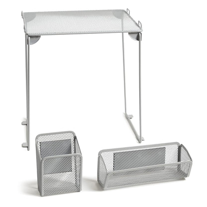 U Brands - Kit de organización de clóset de malla gris, incluye taza magnética, estante plegable y contenedor, 3 piezas - gris - 3 piezas - Kit de organización