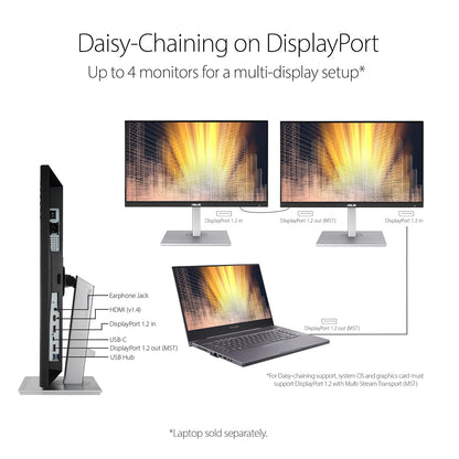 ASUS Monitor ProArt PA247CV 23.8” Monitor, 1080P Full HD, 100% sRGB/Rec. 709, IPS, ΔE < 2, USB hub USB-C HDMI DisplayPort with Daisy-Chaining, Calman Verified, Eye Care, Anti-Glare, Ergonomic Stand