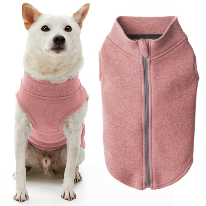 Gooby Suéter de Forro Polar con Cremallera para Perro - Medium chest (~17.5") - Rosa-Micro