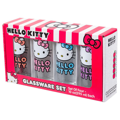 Silver Buffalo Sanrio Hello Kitty Juego de 4 vasos con purpurina, 10 onzas