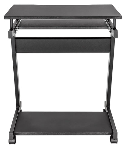 Manhattan 207690 Escritorio Compacto para computadora, con Bandeja deslizable para Teclado, Escritorio Compacto, repisa para computadora de Torre, Bandeja deslizable, Cuatro Ruedas, Negro