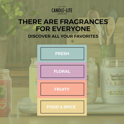 Velas perfumadas Candle-lite, brisa de lavanda fresca, tarro de 18 onzas, vertido con orgullo en los Estados Unidos, vela de aromaterapia, una sola mecha con 110 horas de tiempo de quemado, perfectas