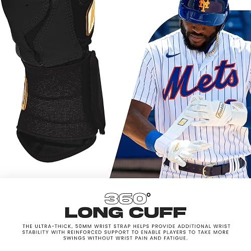 Franklin Sports MLB Guantes de bateo – Infinite Powerstrap béisbol + Softball Guantes de bateo de puño Largo – Guantes de práctica de Jaula para Adultos + jóvenes duraderos – Muñeca Reforzada + Piel