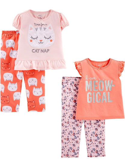 Simple Joys by Carter's - Pijama de poliéster de 4 Piezas para niña