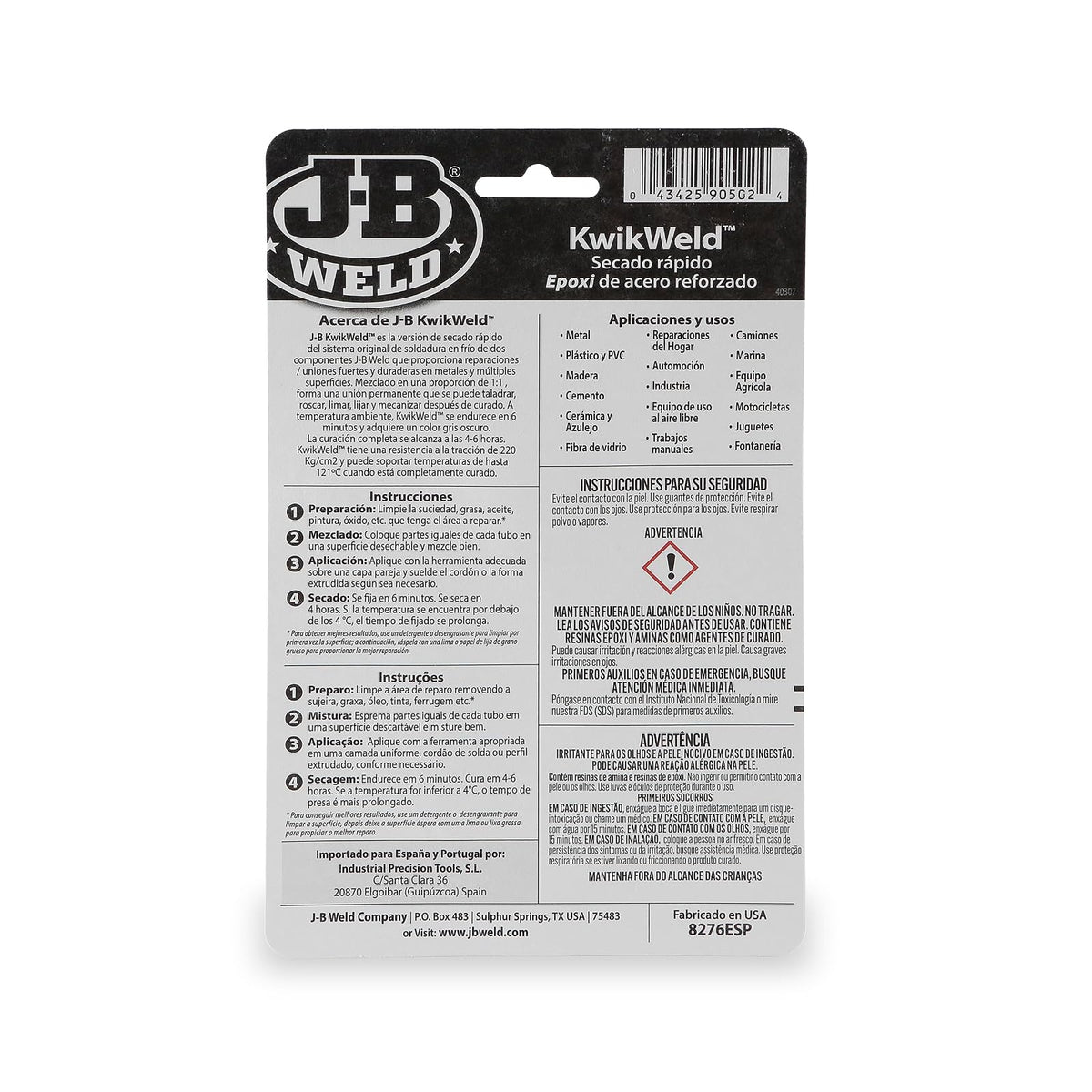 J-B Weld JB WELD Oficial Soldadura en Frio Epoxica de Dos Partes 8276SPA 57gr