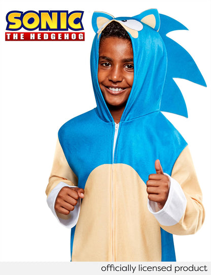 Rubies Sonic the Hedgehog: overol con cierre con capucha para niños, talla M