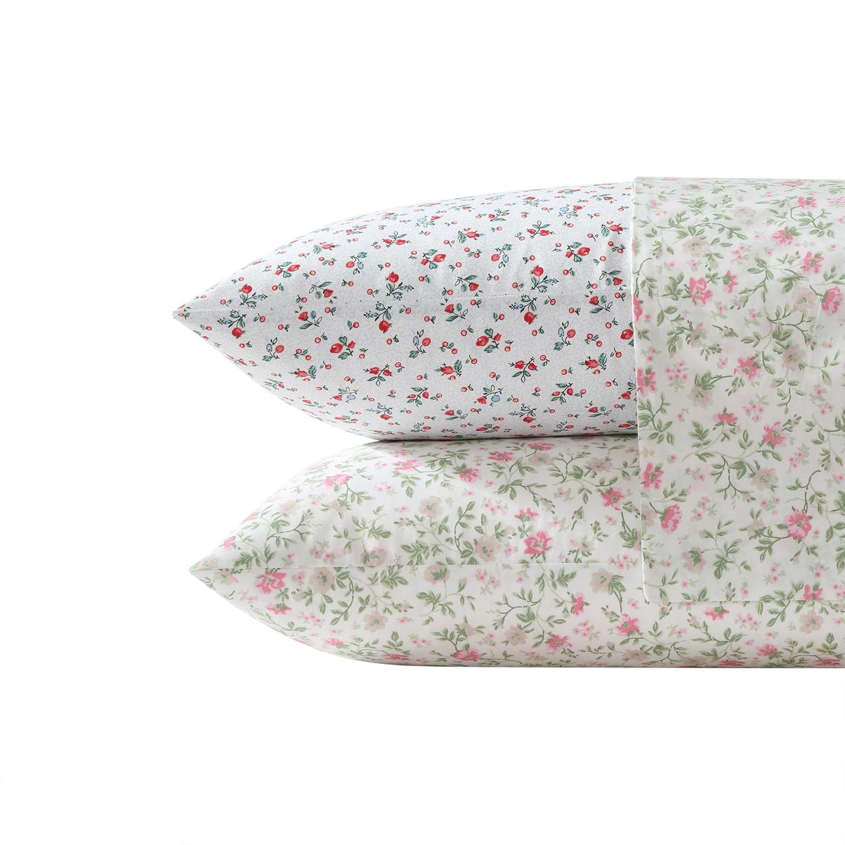 Laura Ashley - Juego de sábanas matrimoniales, Juego de Ropa de Cama de percal de algodón súper Suave con Fundas a Juego, Certificado Oeko-Tex, Color Rosa Bonnie, matrimonial