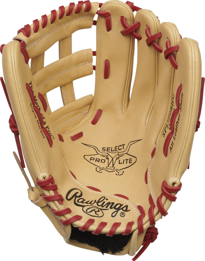 Rawlings | Select Pro Lite Guantes de béisbol Juveniles | Modelo Bryce Harper | Pro H-Web | 12 Pulgadas | Tiro a Mano Derecha