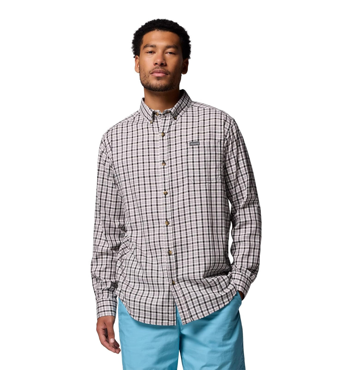 Columbia Rapid Rivers II Camisa de Manga Larga para Hombre - Black Trail Crossing Gingham - CH