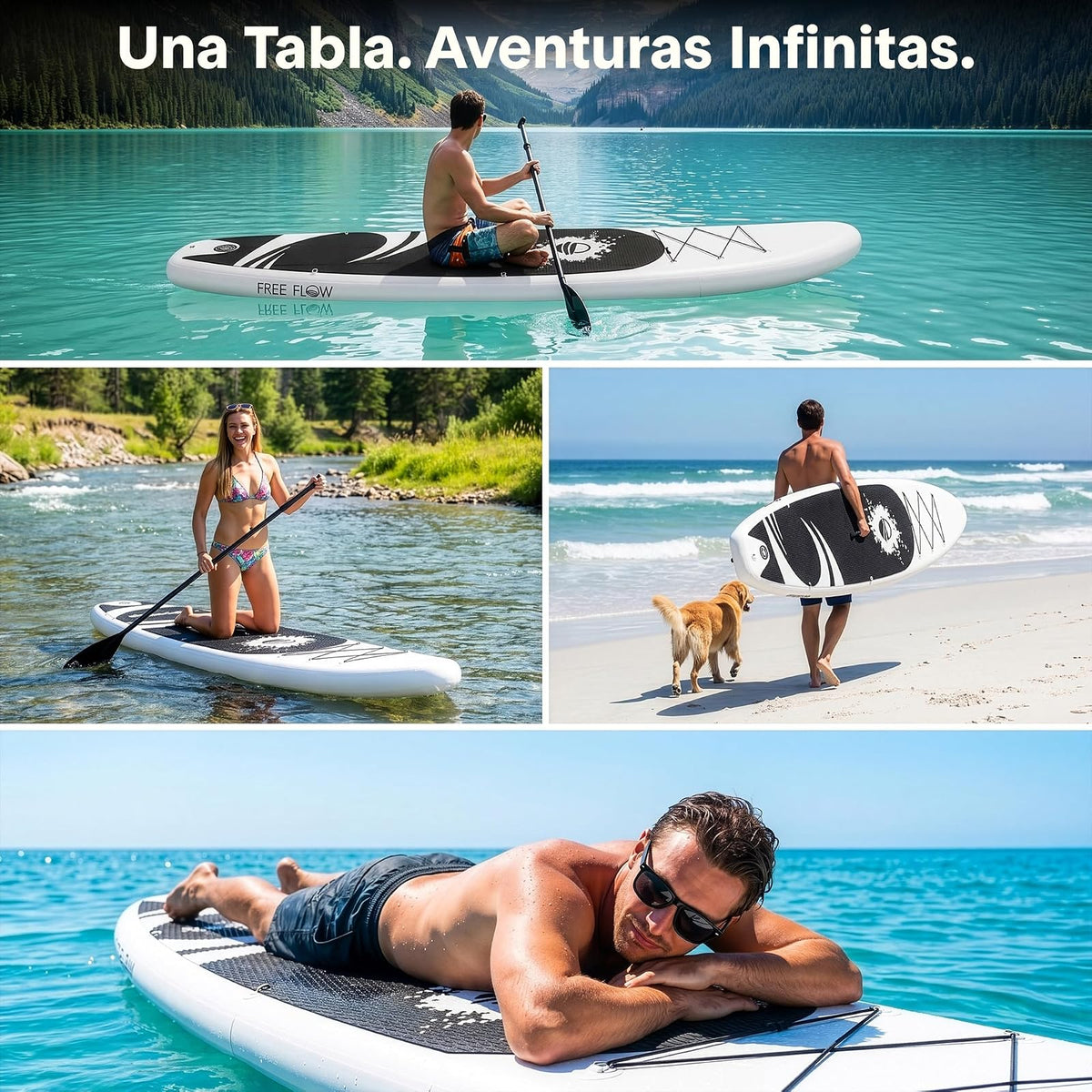 SereneLife Stand Up Inflatable Paddle Board with Premium Sup Accessories – Wide Stable Design with Non-Slip EVA Deck Pad for Adults and Youth of All Skill Levels