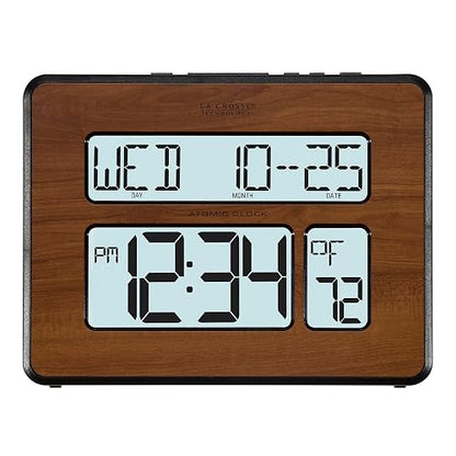 La Crosse Technology 513-1419BL-WA-INT Atomic - Reloj de Calendario Digital Grande, Paquete de 1, Color marrón