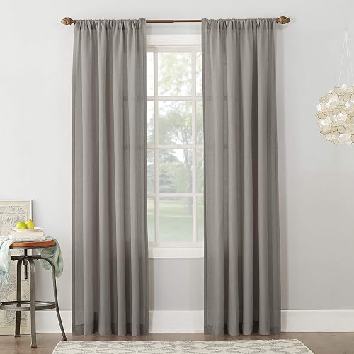 No. 918 Amalfi - Panel de Cortina Semitransparente con Textura de Mezcla de Lino, 54 x 63 Pulgadas, Gris