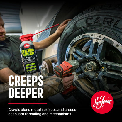 Sea Foam DC14MX Deep Creep Lubricante 473mL | Aflojador de óxido y penetrante de corrosión, lubricante de metal para herramientas, bisagras, engranajes y piezas móviles