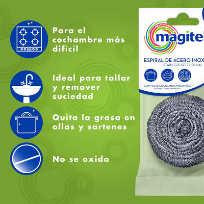 Magitel Espirales de Acero con Fibra - 24 Unidades, Acero Inoxidable