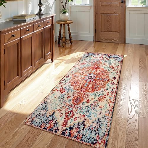 Lahome Bohemian Floral Sock on Runner Carpet Alfombra de baño Lavandería 2x4 Lavandería Hallyway Runner Tapete de baño de Lana Imitación Antideslizante Alfombra de Piso bajo para Cocina Baño Entrada