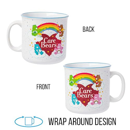 Silver Buffalo Care Bears - Taza de cerámica con logotipo de corazón arcoíris de 20 onzas