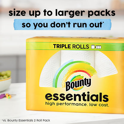 Bounty Essentials - Toallas de papel seleccionadas, color blanco, 2 rollos triples = 6 rollos regulares