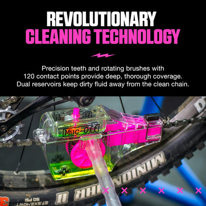 Muc-Off X-3 Máquina de Limpieza de Cadena de Bicicleta con Botella de Limpiador de 75 ml, Amarillo, 277US