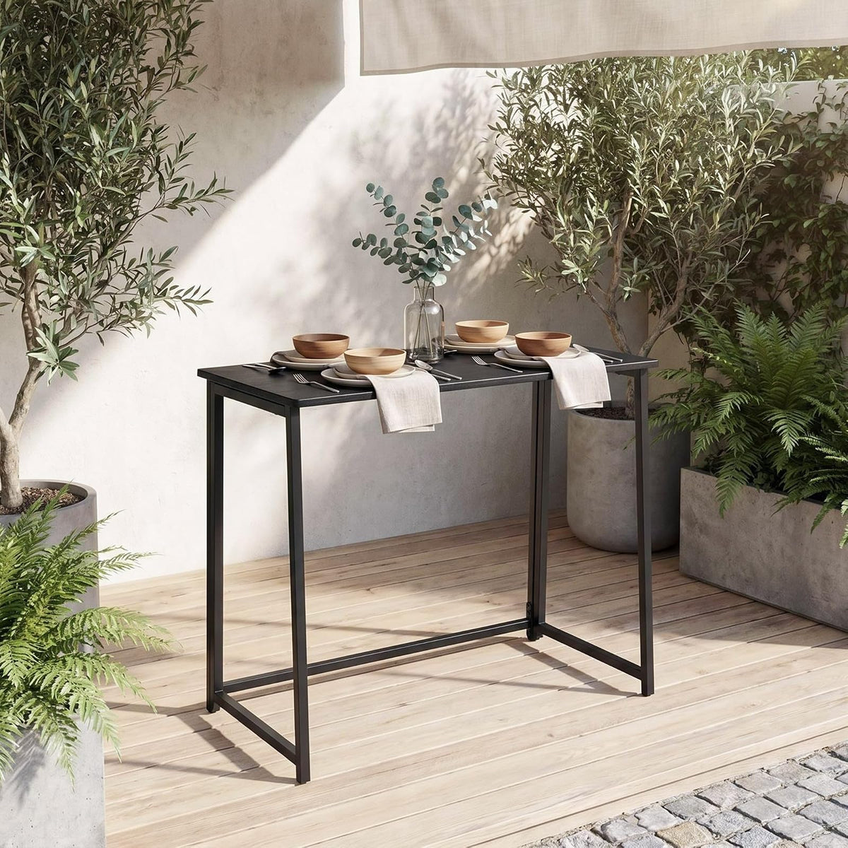 COKOS Escritorio Plegable para Computadora de Casa Marco de Metal Ahorro de Espacio Moderno y Simple Escritorio para Computadora Portátil para Sala de Estudio 80 x 44 x 74 cm Negro