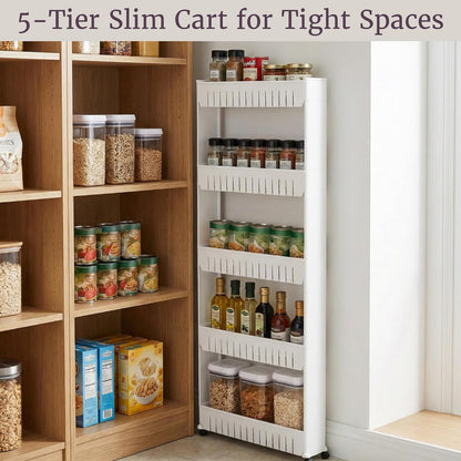 Lavish Home 82-5LSS Mobile Shelving Unit Organizer with 5 Large Storage Baskets
