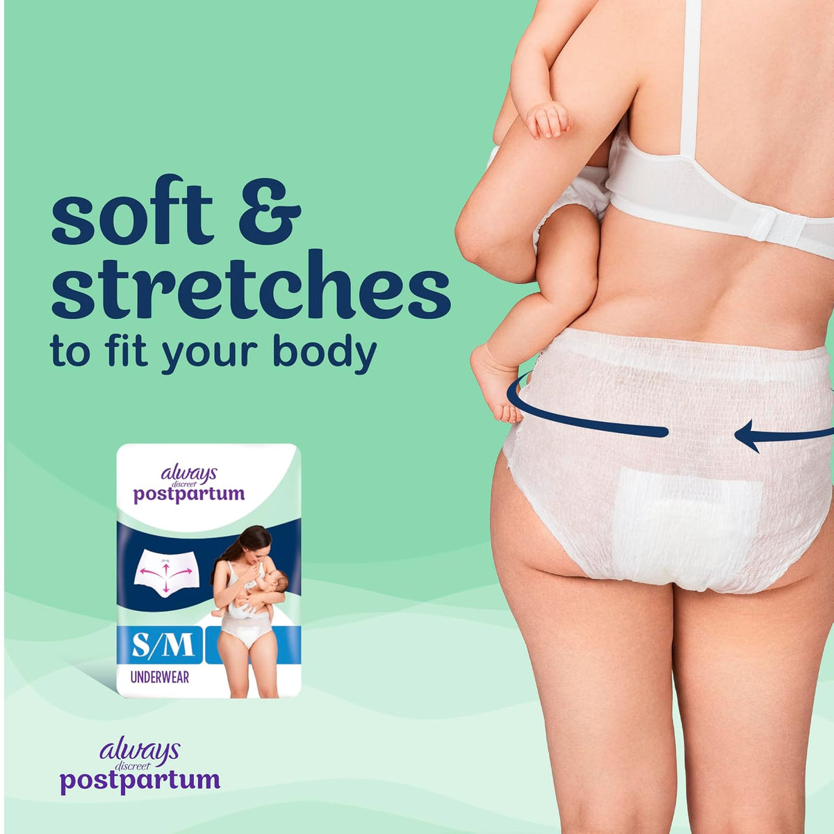 Always Discreet - Ropa interior para incontinencia posparto y adultos para mujer, talla L, máxima protección, 14 CT