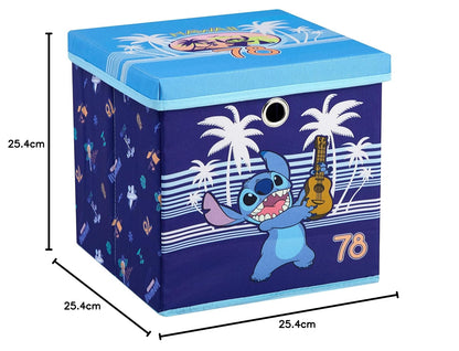 Idea Nuova cubeta de almacenamiento plegable Lilo & Stitch con tapa extraíble, 10 x 10 x 10 pulgadas, organizador de tela para juguetes, ropa y accesorios, recámara o sala de juegos