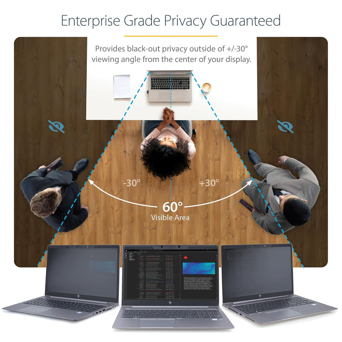 StarTech.com visualización de Privacidad para Portátil de 15" - Filtro de Seguridad Magnético Extraíble, Protector de visualización para Portátil - 16:9 - Mate/Brillante - +/-30 Grados (PRIVSCNLT15)