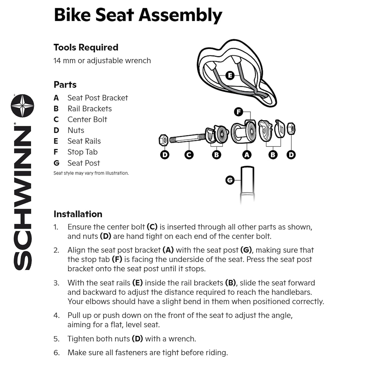 Schwinn Quilted Wide Cruiser - Sillín