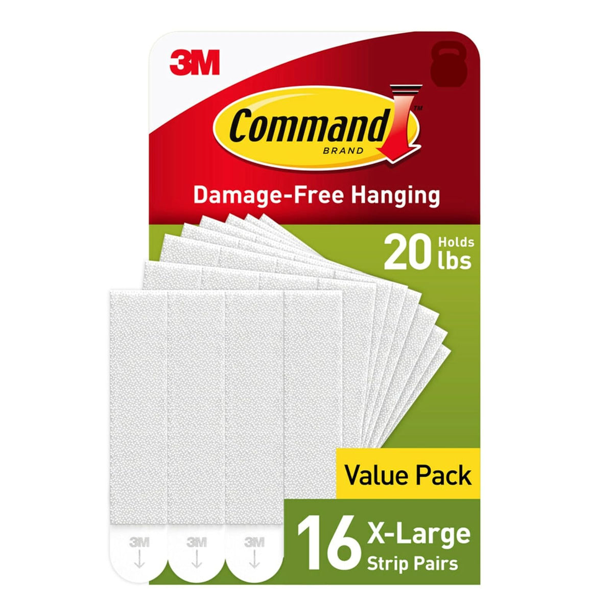 Command Tiras Adhesivas para Colgar Cuadros sin Dañar Paredes - X-large - Blanco