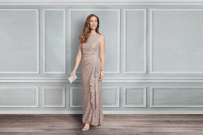 Alex Evenings Vestido Largo Sin Mangas Cascade Detalle De Volantes con Abertura Delantera Vestido para ocasin Especial para Mujer