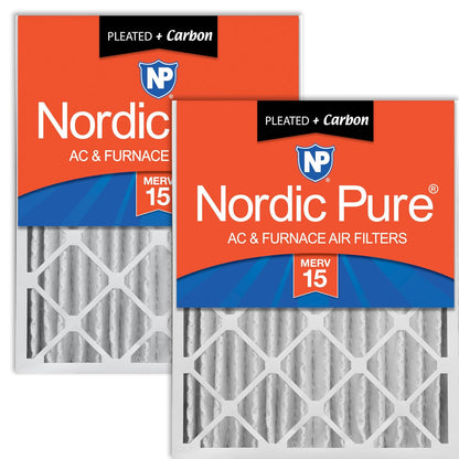 Nordic Pure Filtros de Aire MERV 15 Plus de Carbono AC para Muebles, Cantidad: 2, 16x25x4M
