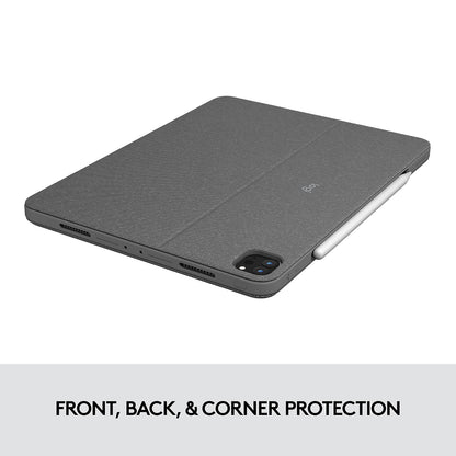 Logitech Funda con Teclado para Touch iPad Pro 12.9 Pulgadas (5a. gnrcn - 2021) - Teclado Retroiluminado con Soporte, Trackpad Click-Anywhere, Smart Connector - Gris