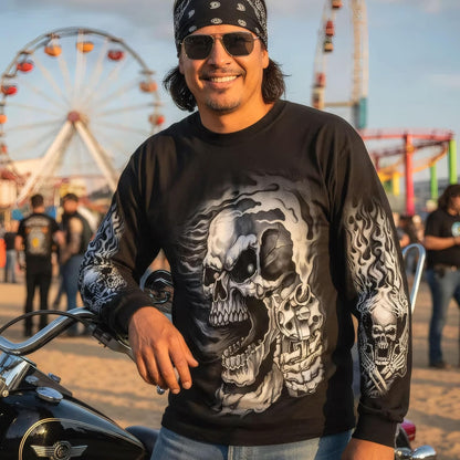 Hot Leathers Motocicleta GMD2076 - Camisa de Manga Larga para Hombre, Color Negro, Talla 3XL de EE. UU
