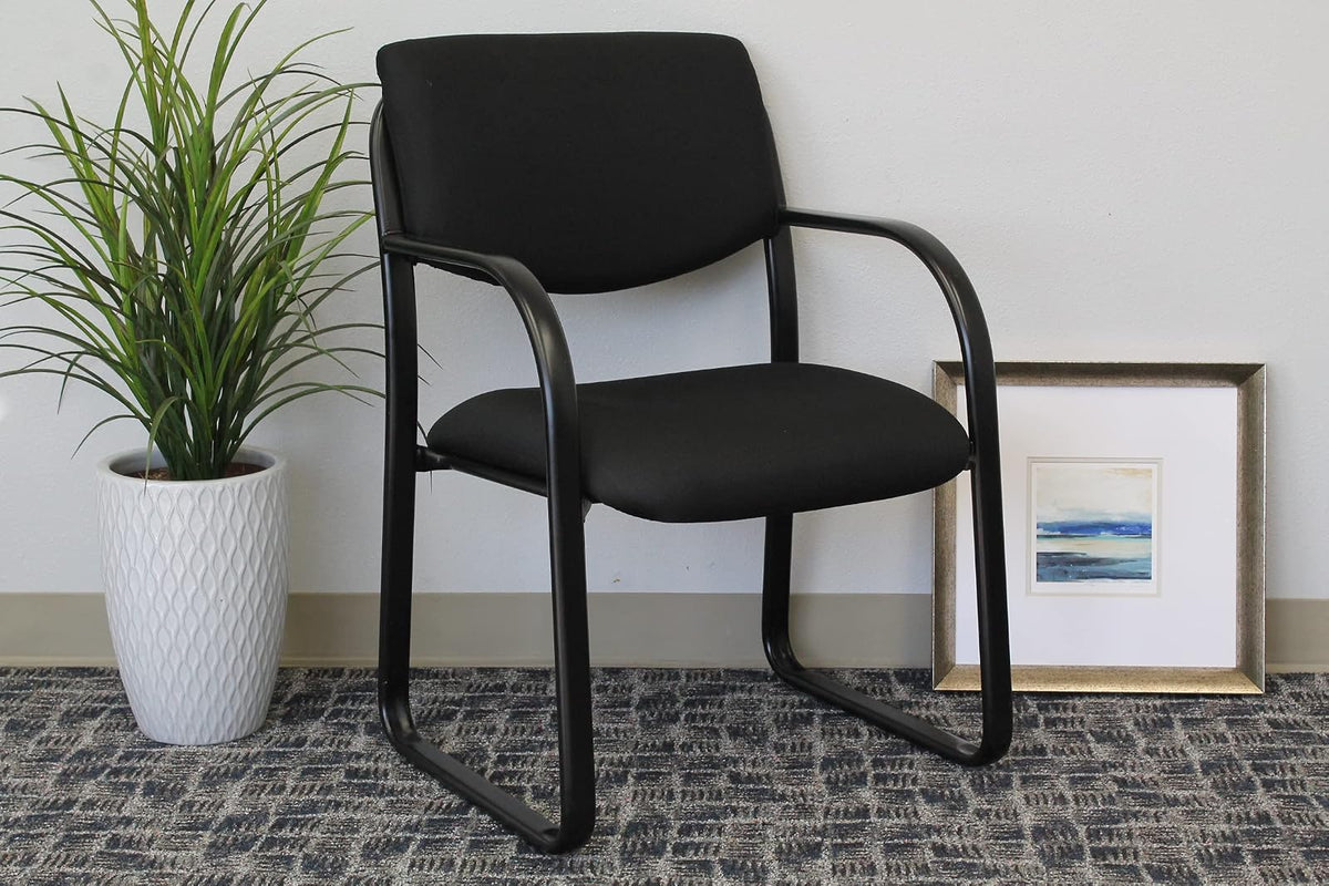 Boss B9521-BK Fabric Plus Guest Chair, Black
