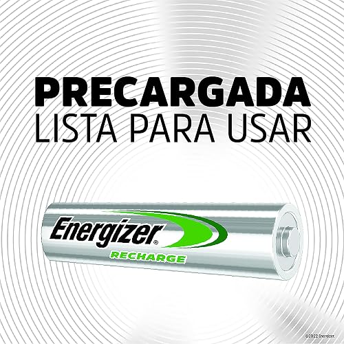 Energizer - Pilas Recargables AA Recharge Universal, 2000 mAh, Paquete de 4 | Tecnología NiMH, hasta 12 años de duración, ideales para dispositivos de uso frecuente y alto consumo energético.