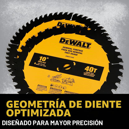 DEWALT Hoja de sierra de inglete de 10 pulgadas, 2 unidades, 40T y 60T Combo de uso general (DWA110CMB)
