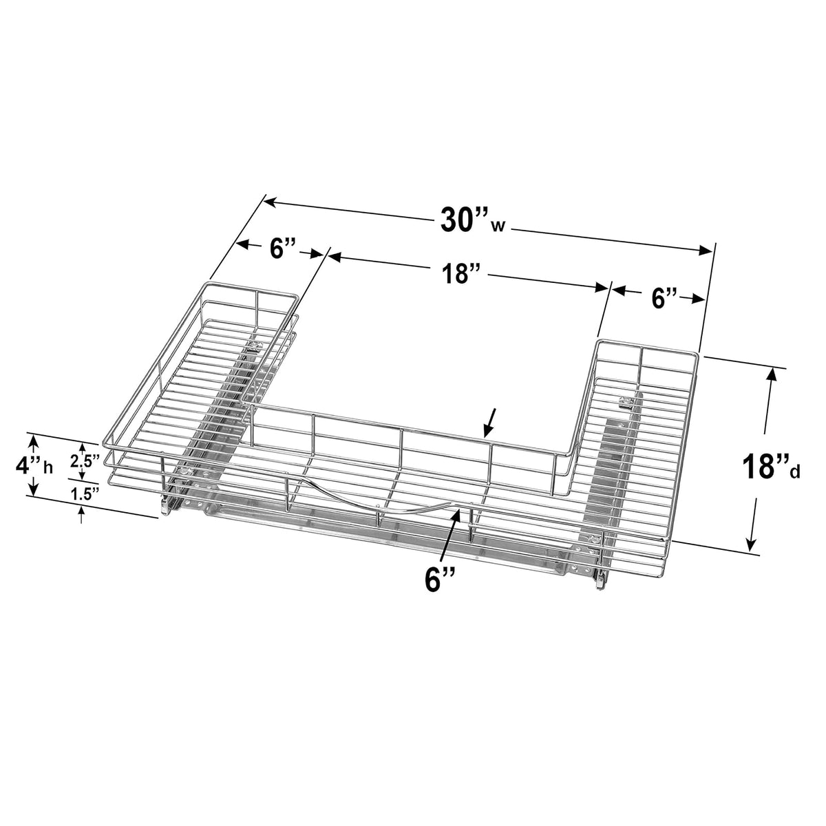 Lynk Organizador de clóset de baño para colocar bajo el lavabo profesional con ruedas – Dos cajones extraíbles con estante deslizante – 29,2 cm ancho x 45,7 cm profundo – Cromo, Organizador en forma de U para debajo del fregadero, Cromado, 1