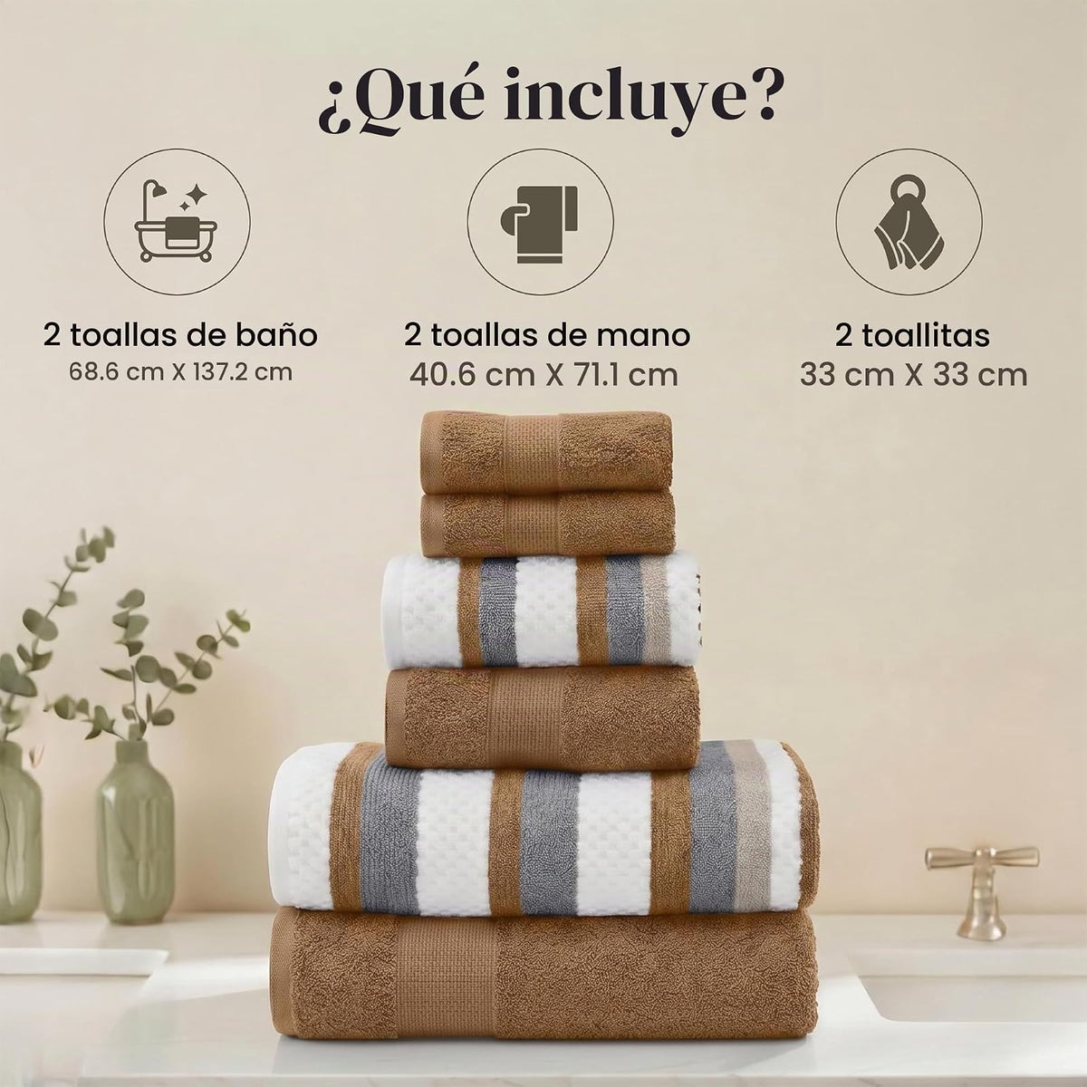 Modern Threads Pax - Juego de 6 Toallas Reversibles teñidas de Hilo Jacquard – Toallas de baño, Toallas de Mano y paños – súper absorbentes y de Secado rápido, 100% algodón Peinado, Mostaza