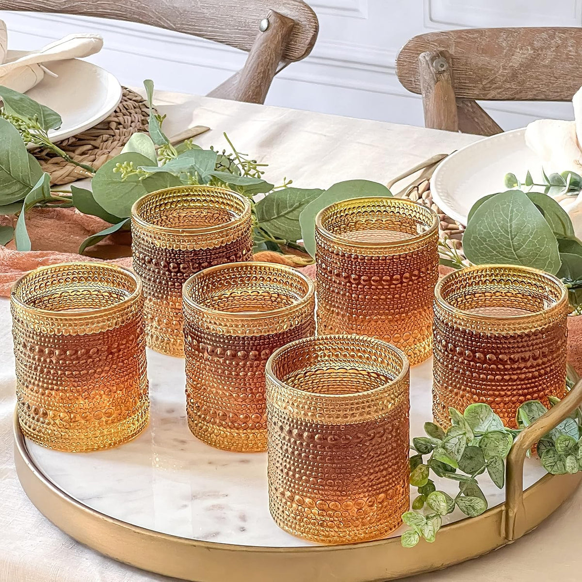 Kate Aspen - Juego de Vasos de Vidrio Vintage Júpiter de 6 a 10 Onzas, Vasos de Cóctel, Jugo y Agua, Regalo para Anfitriona y Recién Casados